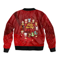 Chinese Zodiac Happy New Year Bomber Jacket Festive Cartoon Illustration Style