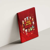Chinese Zodiac Happy New Year Canvas Wall Art Festive Cartoon Illustration Style