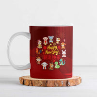 Chinese Zodiac Happy New Year Ceramic Mug Festive Cartoon Illustration Style