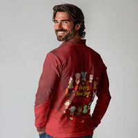Chinese Zodiac Happy New Year Long Sleeve Polo Shirt Festive Cartoon Illustration Style