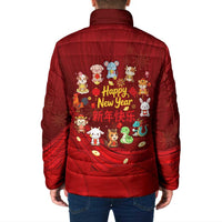 Chinese Zodiac Happy New Year Padded Jacket Festive Cartoon Illustration Style