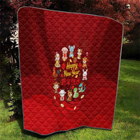 Chinese Zodiac Happy New Year Quilt Festive Cartoon Illustration Style