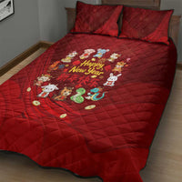 Chinese Zodiac Happy New Year Quilt Bed Set Festive Cartoon Illustration Style