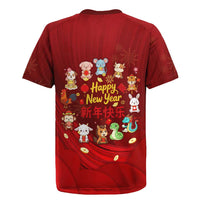 Chinese Zodiac Happy New Year Rugby Jersey Festive Cartoon Illustration Style