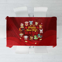 Chinese Zodiac Happy New Year Tablecloth Festive Cartoon Illustration Style
