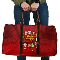 Chinese Zodiac Happy New Year Travel Bag Festive Cartoon Illustration Style