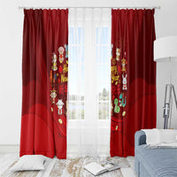 Chinese Zodiac Happy New Year Window Curtain Festive Cartoon Illustration Style