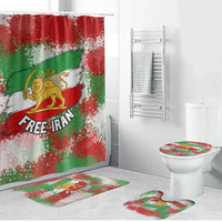 Free Iran Bathroom Set Lion and Sun Emblem Grunge Paint Splash Style