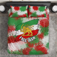 Free Iran Bedding Set Lion and Sun Emblem Grunge Paint Splash Style
