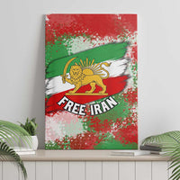 Free Iran Canvas Wall Art Lion and Sun Emblem Grunge Paint Splash Style