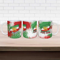 Free Iran Ceramic Mug Lion and Sun Emblem Grunge Paint Splash Style