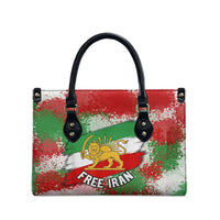 Free Iran Leather Bag Lion and Sun Emblem Grunge Paint Splash Style