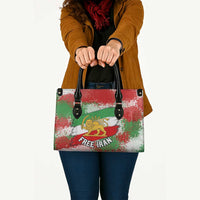 Free Iran Leather Bag Lion and Sun Emblem Grunge Paint Splash Style