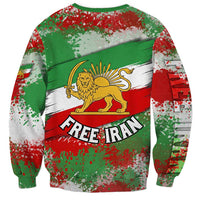 Free Iran Sweatshirt Lion and Sun Emblem Grunge Paint Splash Style