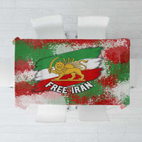 Free Iran Tablecloth Lion and Sun Emblem Grunge Paint Splash Style