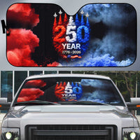 USA 250th Anniversary Celebration Auto Sun Shade Patriotic Smoke Burst Art Style