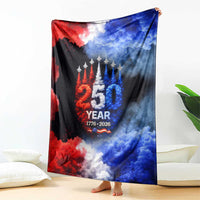 USA 250th Anniversary Celebration Blanket Patriotic Smoke Burst Art Style