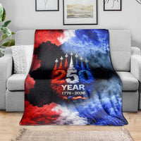 USA 250th Anniversary Celebration Blanket Patriotic Smoke Burst Art Style