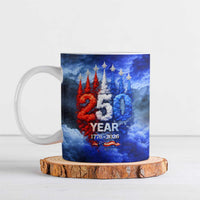 USA 250th Anniversary Celebration Ceramic Mug Patriotic Smoke Burst Art Style