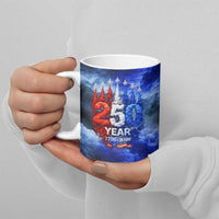 USA 250th Anniversary Celebration Ceramic Mug Patriotic Smoke Burst Art Style