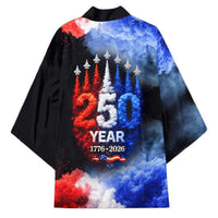 USA 250th Anniversary Celebration Kimono Patriotic Smoke Burst Art Style