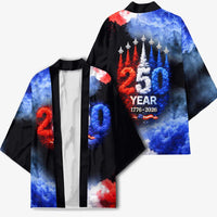 USA 250th Anniversary Celebration Kimono Patriotic Smoke Burst Art Style