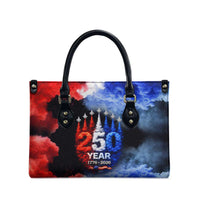 USA 250th Anniversary Celebration Leather Bag Patriotic Smoke Burst Art Style
