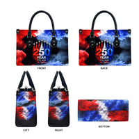 USA 250th Anniversary Celebration Leather Bag Patriotic Smoke Burst Art Style