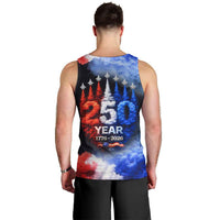 USA 250th Anniversary Celebration Men Tank Top Patriotic Smoke Burst Art Style