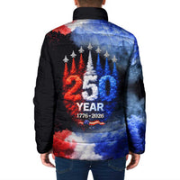USA 250th Anniversary Celebration Padded Jacket Patriotic Smoke Burst Art Style