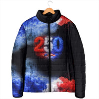 USA 250th Anniversary Celebration Padded Jacket Patriotic Smoke Burst Art Style