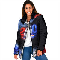 USA 250th Anniversary Celebration Padded Jacket Patriotic Smoke Burst Art Style