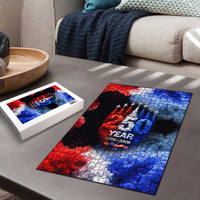 USA 250th Anniversary Celebration Puzzle Patriotic Smoke Burst Art Style