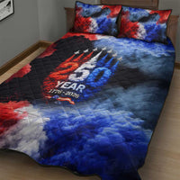 USA 250th Anniversary Celebration Quilt Bed Set Patriotic Smoke Burst Art Style