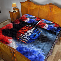 USA 250th Anniversary Celebration Quilt Bed Set Patriotic Smoke Burst Art Style