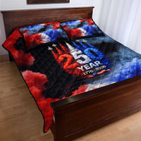 USA 250th Anniversary Celebration Quilt Bed Set Patriotic Smoke Burst Art Style