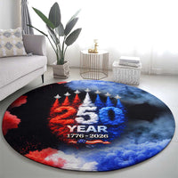 USA 250th Anniversary Celebration Round Carpet Patriotic Smoke Burst Art Style