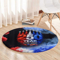 USA 250th Anniversary Celebration Round Carpet Patriotic Smoke Burst Art Style