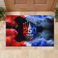 USA 250th Anniversary Celebration Rubber Doormat Patriotic Smoke Burst Art Style