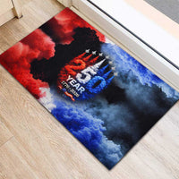 USA 250th Anniversary Celebration Rubber Doormat Patriotic Smoke Burst Art Style