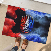USA 250th Anniversary Celebration Rubber Doormat Patriotic Smoke Burst Art Style