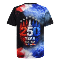 USA 250th Anniversary Celebration Rugby Jersey Patriotic Smoke Burst Art Style