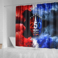 USA 250th Anniversary Celebration Shower Curtain Patriotic Smoke Burst Art Style