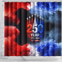 USA 250th Anniversary Celebration Shower Curtain Patriotic Smoke Burst Art Style
