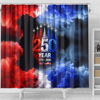 USA 250th Anniversary Celebration Shower Curtain Patriotic Smoke Burst Art Style