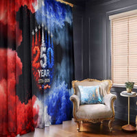 USA 250th Anniversary Celebration Window Curtain Patriotic Smoke Burst Art Style