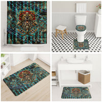 Viking Berserker Bear Warrior Bathroom Set Norse Mythology Rune Sigil Illustration