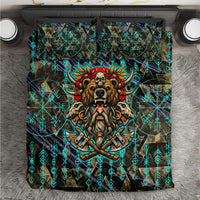 Viking Berserker Bear Warrior Bedding Set Norse Mythology Rune Sigil Illustration