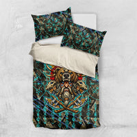 Viking Berserker Bear Warrior Bedding Set Norse Mythology Rune Sigil Illustration