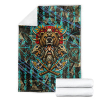 Viking Berserker Bear Warrior Blanket Norse Mythology Rune Sigil Illustration